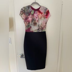 NWT Ted Baker Ceyara Dress, Black and Floral Print Size US 6
